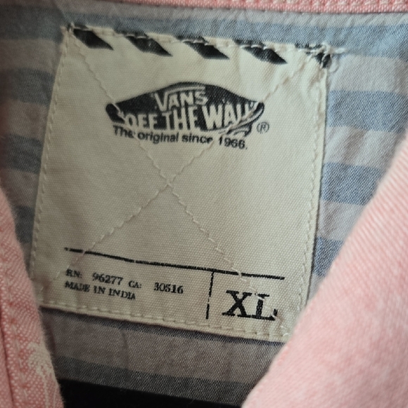 Vans Light Pink Casual Button Down Shirt, Palm Tree Print, VGUC, XL, 100% Cotton - Picture 6 of 10